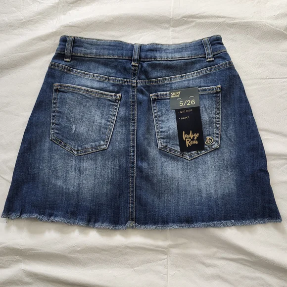 Indigo Rein Women's Distressed Denim Mini Skirt - Blue - Picture 2 of 7